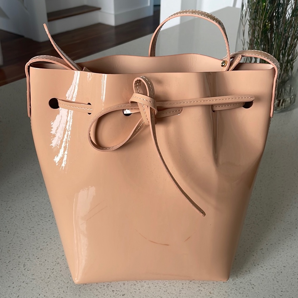 Mansur Gavriel Patent Nude Bucket Bag